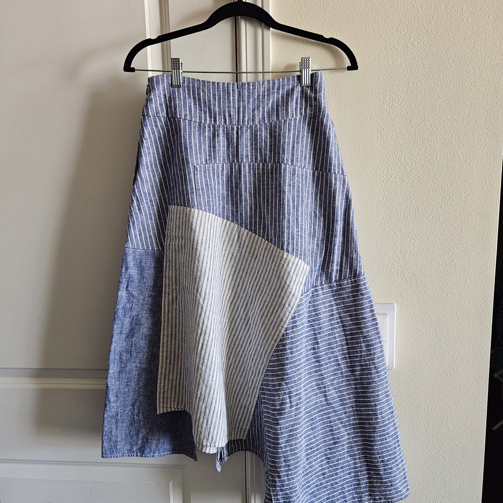JW ANDERSON Blue and White Asymmetrical Midi Skirt + Top